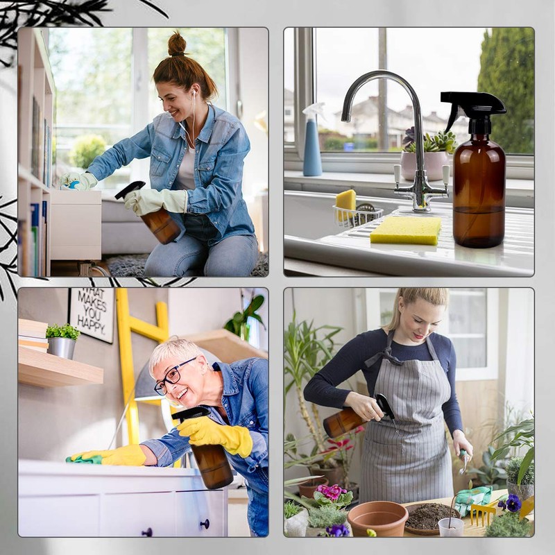 Worldgsb Glass Spray Bottles, 16oz Amber Glass Spray Bottles with