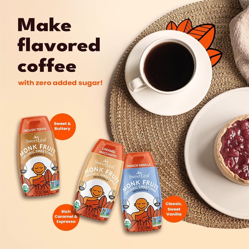 SweetLeaf Caramel Liquid Monk Fruit - Monk Fruit Liquid Sweetener