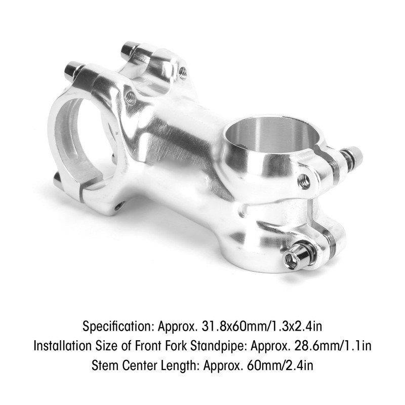 MEIJUN 31.8mm Bike Silver Stem Aluminum Alloy Bicycle Handlebar Stem