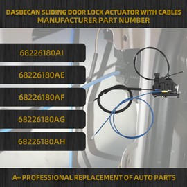 Dasbecan Sliding Door Latch Lock Actuator with Cables for Right Passenger Side Slide Door Compatible with RAM ProMaster Cargo Van 1500 2500 3500 2019-2025 Door Parts Replaces# 68226180AI 68226180AG