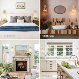 Shenmoyl Vintage Battery Operated Wall Sconces Set of Two, Wireless Battery Powered Rose Wall Sconce with Remote Control, RGB Dimmable LED Wall Light for Bedside Indoor Living Room (Transparent)