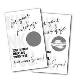 Thank You For Your Purchase Scratch Off Cards - Blank Gift Certificate Cards - Small Business Thank You for Order Cards - Make Your Own DIY Grey Scratch Off Cards - 50 Cards And 50 Stickers(C10)