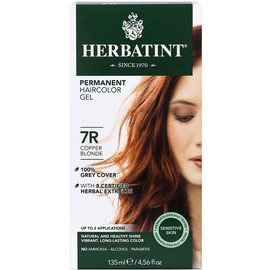 Herbatint Permanent Haircolor Gel, 7R Copper Blonde, Alcohol Free, Vegan, 100% Grey Coverage - 4.56 oz