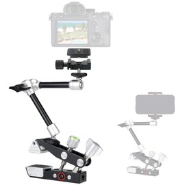 Heavy Duty DSLR Mirrorless Camera Camcorder Super Clamp Mount w/Magic Arm +Quick Release Plate Desk Table Handrail Bar Holder Video Rig Kit for Studio Youtuber Travel Outdoor Time Lapse Vlogging