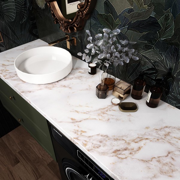 Wallercity White/Gold Marble Contact Paper for Counter Tops Vinyl Waterproof
