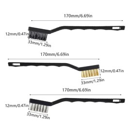 Mini Wire Brush, 3 Pcs Small Wire Brushes, Wire Brush Set, Stainless Steel Brass and Nylon Bristles, for Cleaning Masonry, Stove, Sink, Dust and Rust