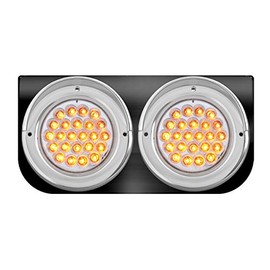 GG Grand General 89213 Black Painted L Bracket with 2-4 inches Pearl Amber/Clear LED Light and Chrome Plastic Rim with Visor