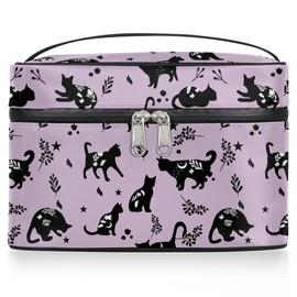 FZDXZJJ Makeup Travel Bag Organizer Toiletry Bag for Women Portable Cosmetic Storage Case with Handle, Large Capacity Lightweight Toiletries Brush Zipper Bag - Cat Magic