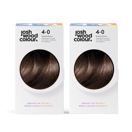 Josh Wood Colour Permanent Colour 4.0 (Darkest Brown) Celebrity-approved, ammonia-free, Leaves hair super shiny and hydrated with 100% grey hair coverage, Natural-looking, and Vegan - Pack of 2