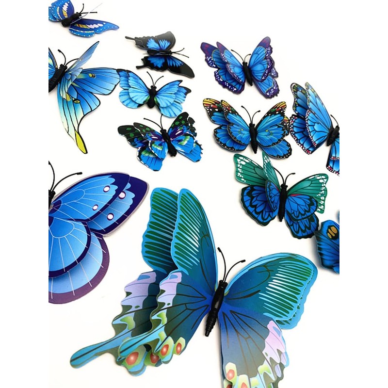 12PCS PVC 3D Butterfly Fridge Magnets Refrigerator Magnets Wall Stickers