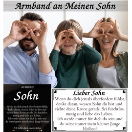 PDTU Son Gift from Mum Dad, Leather Bracelet with Engraving I Love You Gift for My Son Boy, Son Gifts from Parents for Birthday, Graduation, School and Christmas, Leather