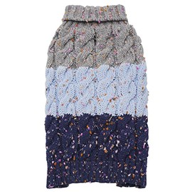 KYEESE 2022 Dog Sweater Color Block with Fuzzy Thread Knitted Turtleneck Dog Knitwear with Leash Hole for Small Dogs Fall Winter Dog Clothes, Navyblue,M