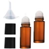 Jizlan 2Pcs Brown 50ML Glass Essential Oil Roller Bottles Refillable