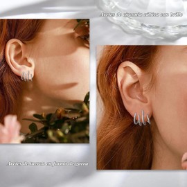 Aretes de garra plata 925 para mujer, Pendientes tuerca con circonia cúbica, hipoalergénica, accesorios de joyería únicos y elegantes para mujeres, Regalos para San Valentín Día Madre (Plata)