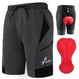 Sportneer MTB Cycling Shorts Men's Padded Cycling Shorts Men's Cycling Shorts 3D Lined Mountain Bike Cycling Sports Cycling Outdoor, darkgray