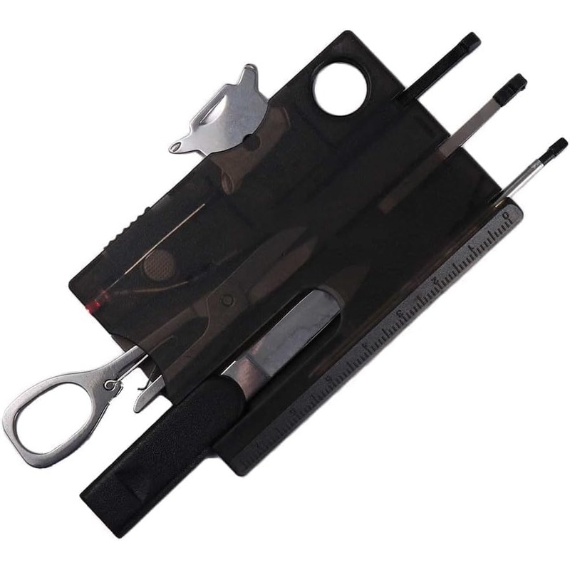 Black 12 in 1 Pocket Credit Card Outdoor Survival Multi