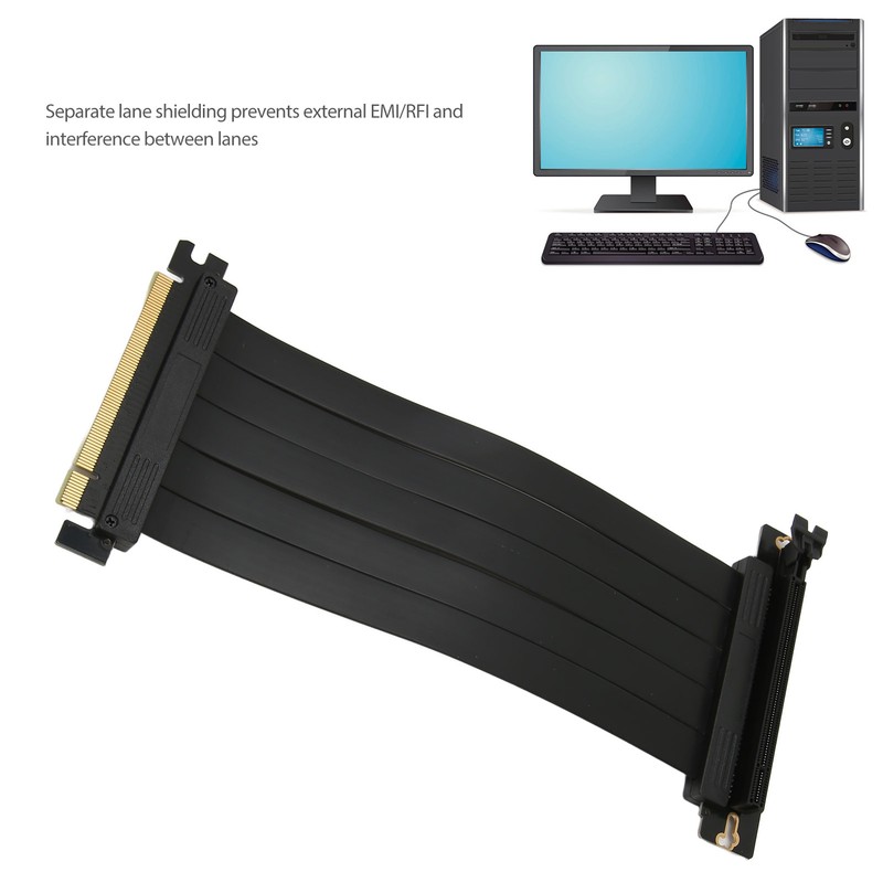 PCIE 3.0 16x Riser Cable High Speed Flexible 90 Degrees