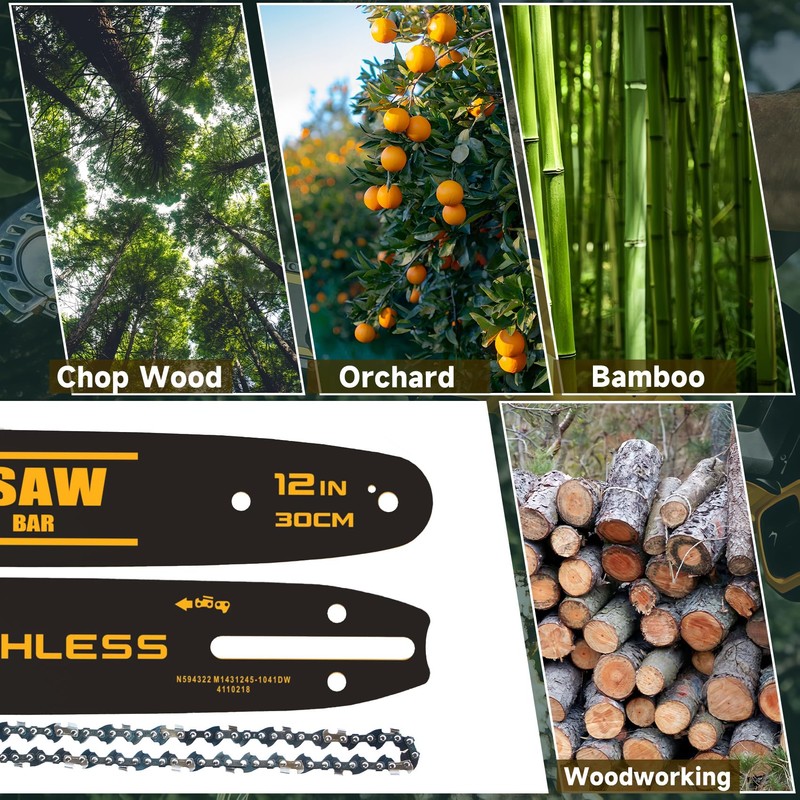 12-Inch Chainsaw Guide Bar and Chain Combo Compatible with DeWalt