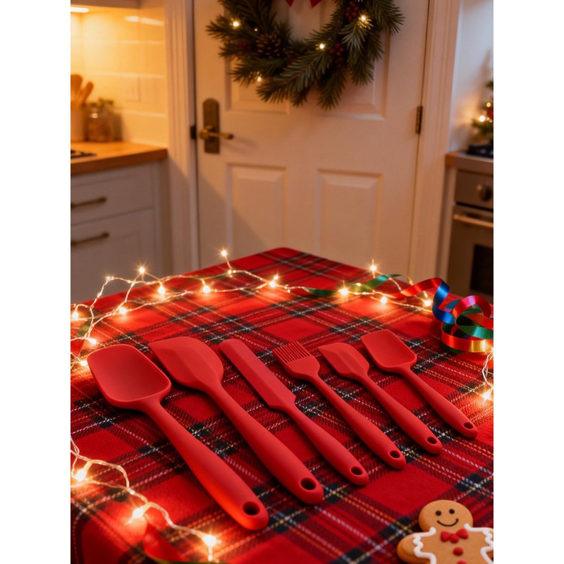 6 Pieces Silicone Spatula Set - Heavy Duty Kitchen Cooking