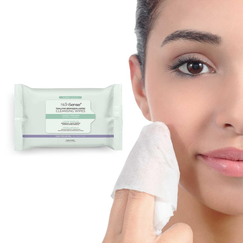 Skin Sense Toallitas Faciales Biodegradables (25 piezas) – Té Verde