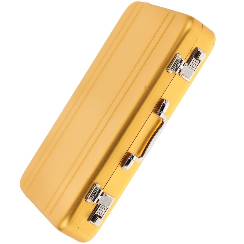 Tofficu Golden Mini Briefcase Metal Business Card Holder - Portable