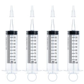 100ml Syringe Colostrum Syringes, 4 Pack Individually Sterile Sealed Lab Syringes with Measurement for Measuring Liquids, Scientific Labs Experiment, Feeding Pets (4x100ml)