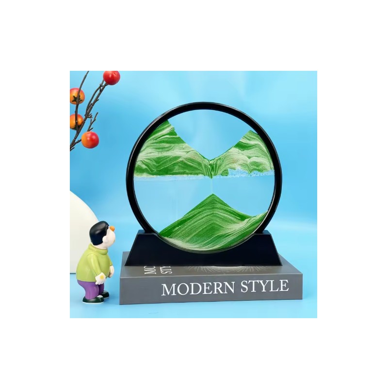Flowing Sand Art Decor for Desks – Rotating Hourglass Landscape