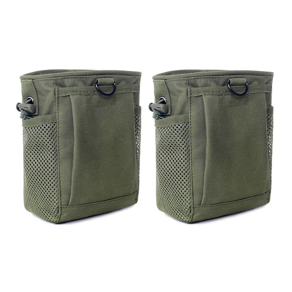 Tactical Molle Drawstring Magazine Dump Pouch, Adjustable Military Utility Belt Fanny Hip Holster Bag Outdoor Ammo Pouch (2 Pack-Black)