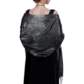 Jmkcoz Women's Pashmina Shawls Wraps Scarf for Evening Dresses Bridal Bridesmaid Wedding Winter Large Warm Soft Silky Scarves (Black)