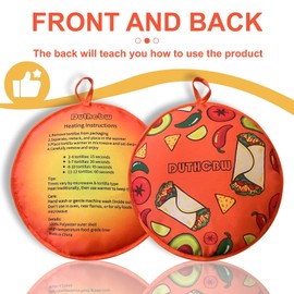 Duthcbw Large Premium Tortilla Warmer, Microwavable & Classic, Insulated Fabric Pouch Keeps Tacos, Naan, Pizza & Flour Tortillas Cozily Warm for 1 Hour, Outlasting & Ideal for Family Feasts, Orange