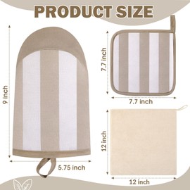 6 Pcs Pot Holders and Oven Mitts Sets with Towels for Kitchen, Heat Resistant Cotton Oven Gloves Cotton Terry First Day of School Back to School Gift Outdoor Indoor Baking Cooking BBQ Mitts(Brown)