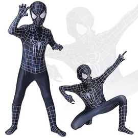 HOXSNII Kids Spider Costume, Spider Classic Boys Bodysuit Costume with Mask, Kids Super Fancy Dress, Party Fancy Dress Jumpsuit - XXL/150