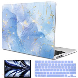 LCMOCICO Compatible with M4 MacBook Air 13.6 inch Case 2025 2024 2023 2022 A3240 A3113 M3 A2681 M2 Chip, Crystal Printed Pattern Plastic Hard Case Cover for Mac Air 13 M4 Touch ID, Blue Marble
