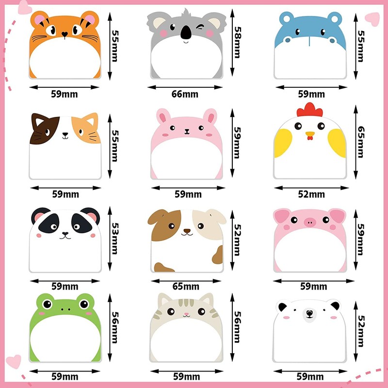Pack of 12 Sticky Notes, Small Sticky Notes for Children,