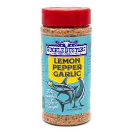 SuckleBusters Lemon Pepper Garlic: Zesty Seasoning for Seafood and Chicken, All-Natural Lemon, Gluten-Free, No MSG Shaker (13oz)