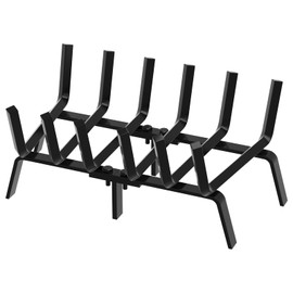 FEED GARDEN Fireplace Grate 24 inch Heavy Duty Fireplace Log Holder, 1/2" Solid Steel Bar Fire Pit Grate for Indoor Outdoor, Wood Stove Fireplace Accessories Wrought Iron Firewood Burning Rack