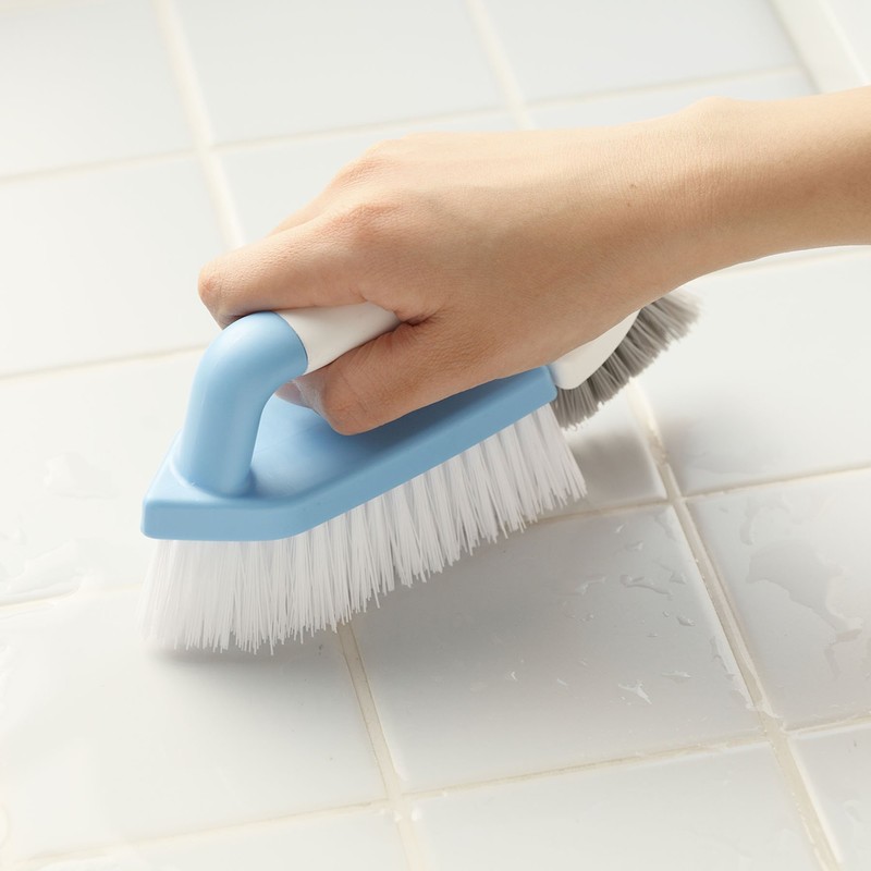 アイセン 掃除ブラシ ブルー・ホワイト 約縦5.5×横20×高さ9cm バスキープ 工業 風呂 タイル・目地ブラシ 小ブラシ付き BKA02
