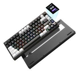 YUNZII AL80 Wireless Mechanical Keyboard,Full Aluminum CNC, Smart LCD Display,Hot Swappable Gasket Mount 75% Layout with Knob,BT/2.4G/USB-C,QMK/VIA Support for Win/Mac (Black, Gateron Zero Switch)