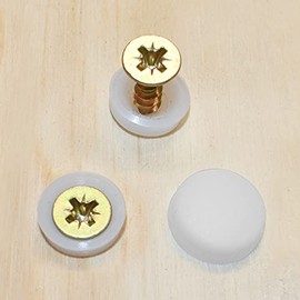 Snap-On Two Piece Dome Screw Cover Caps - Pack of 50 Small Gloss Caps & Bases : White