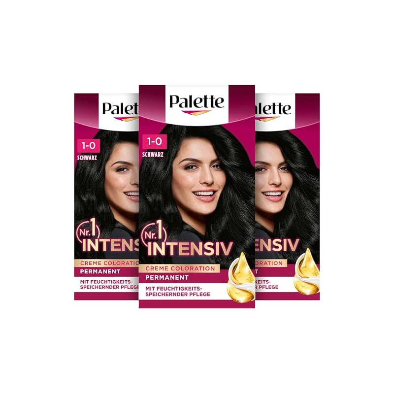 Palette Intensive Cream Colouration 1-0/900 Black (3 x 115 ml),