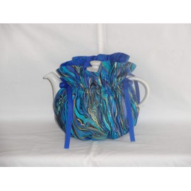 Pretty Blue and Green Abstrack 6 Cup Reversible Tea Pot Cozy