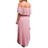 Womens Off The Shoulder Ruffle Party Dresses Side Split Beach