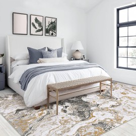 CAROMIO 10'x13' Marble Rugs for Living Room, Machine Washable Area Rug Abstract Rugs, Large Bedroom Rug Modern Rugs, Ideal for High Traffic Areas in Dining Room Bedroom, Grey