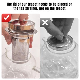 PARACITY Glass Teapot Stovetop 34OZ/1000ml, Tea pot with Removable 18/8 Stainless Steel Infuser, Borosilicate Clear Tea Kettle, Teapot Blooming and Loose Leaf Tea Maker Tea Brewer for Camping, Travel