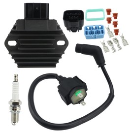 shamofeng Voltage Regulator & Ignition Coil w/Spark Plug for 2000-2006 Honda Rancher 350 Fourtrax TRX350FE TRX350FM TRX350TE TRX350TM, Rancher 350 Regulator Rectifier Ignition Coil Spark Plug w/Cap