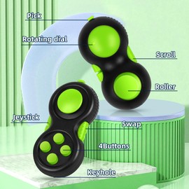 WTYCD Original Fidget Toy Game, Rubberized Classical Controller Fidget Concentration Toy with 8-Fidget Functions and Lanyard - Excellent for Relieving Stress and Anxiety(Green)