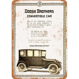 RetroRust 7 x 10 METAL SIGN - 1919 Dodge Brothers Convertible Car - Vintage Rusty Look