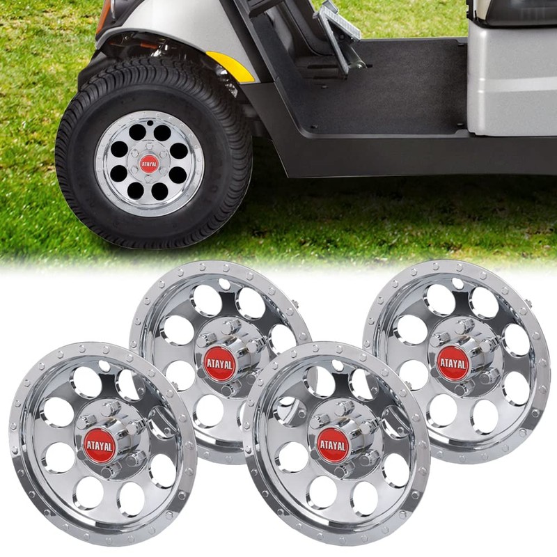 G-PLUS 10" Chrome Wheel Cover Hub Caps Compatible with EZGO