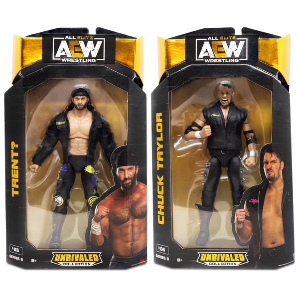 Ringside Best Friends (Package Deal - Set of 2) Trent? & Chuck Taylor - AEW Unrivaled 6 Jazwares Toy Wrestling Action Figures