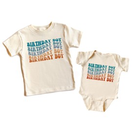 SoGoodKids® Birthday Boy Shirt from Ages 1-5, Groovy Letter Birthday Boy Shirt (US, Age, 4 Years, Natural)